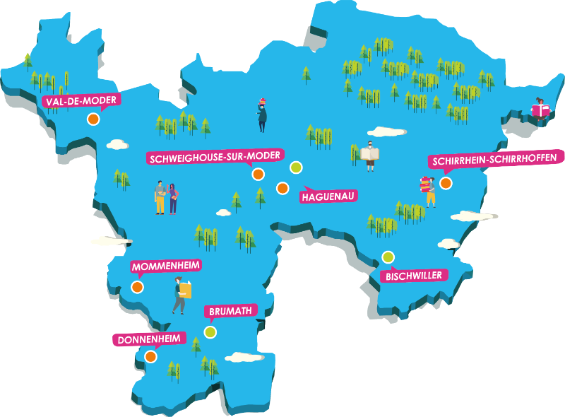 Carte des 9 bibliothèques du réseau TILT